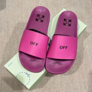 Pink Off White Slide Sandals